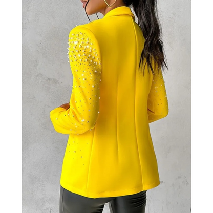 Women's Slim Fit Blazer With Pearl Details