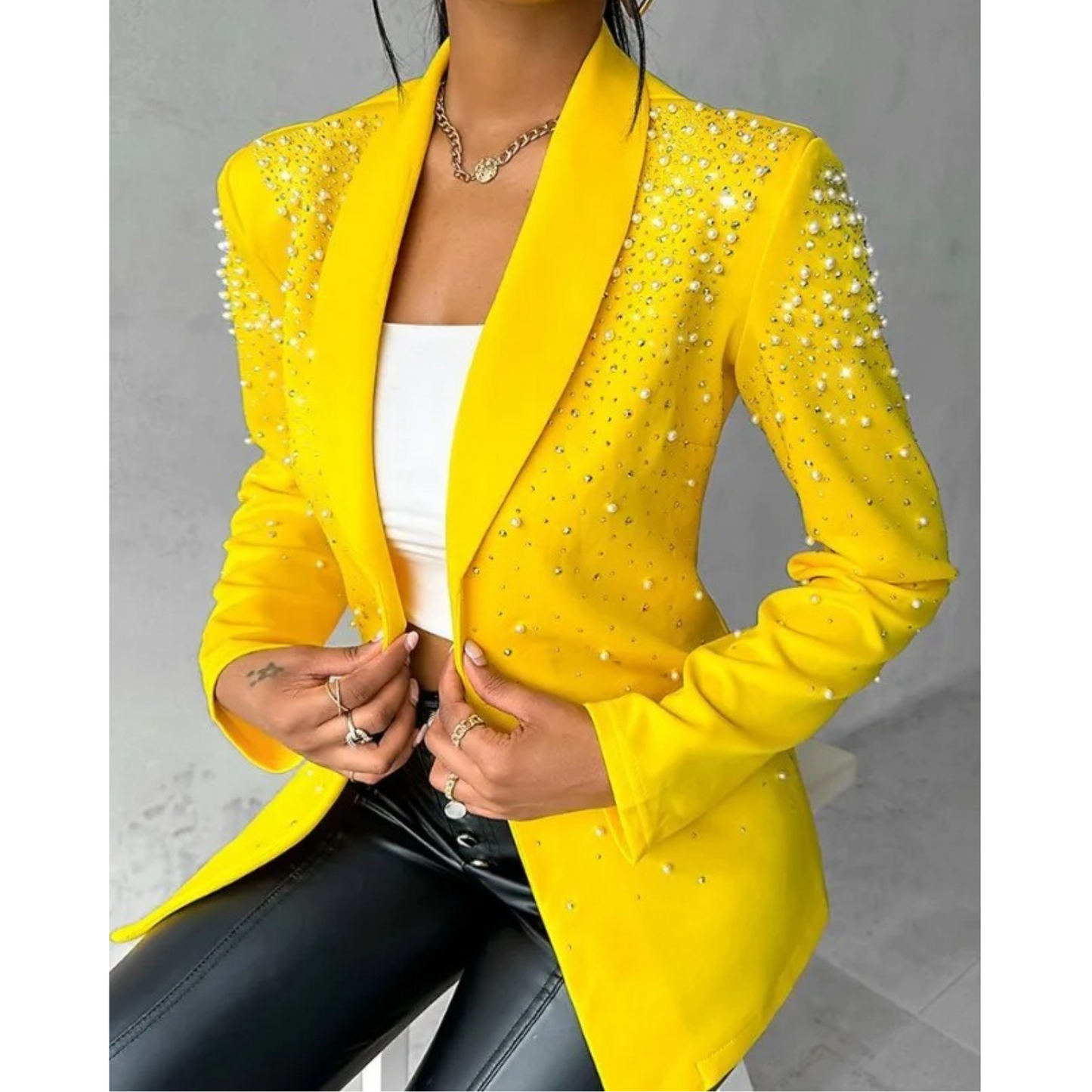 Women's Slim Fit Blazer With Pearl Details