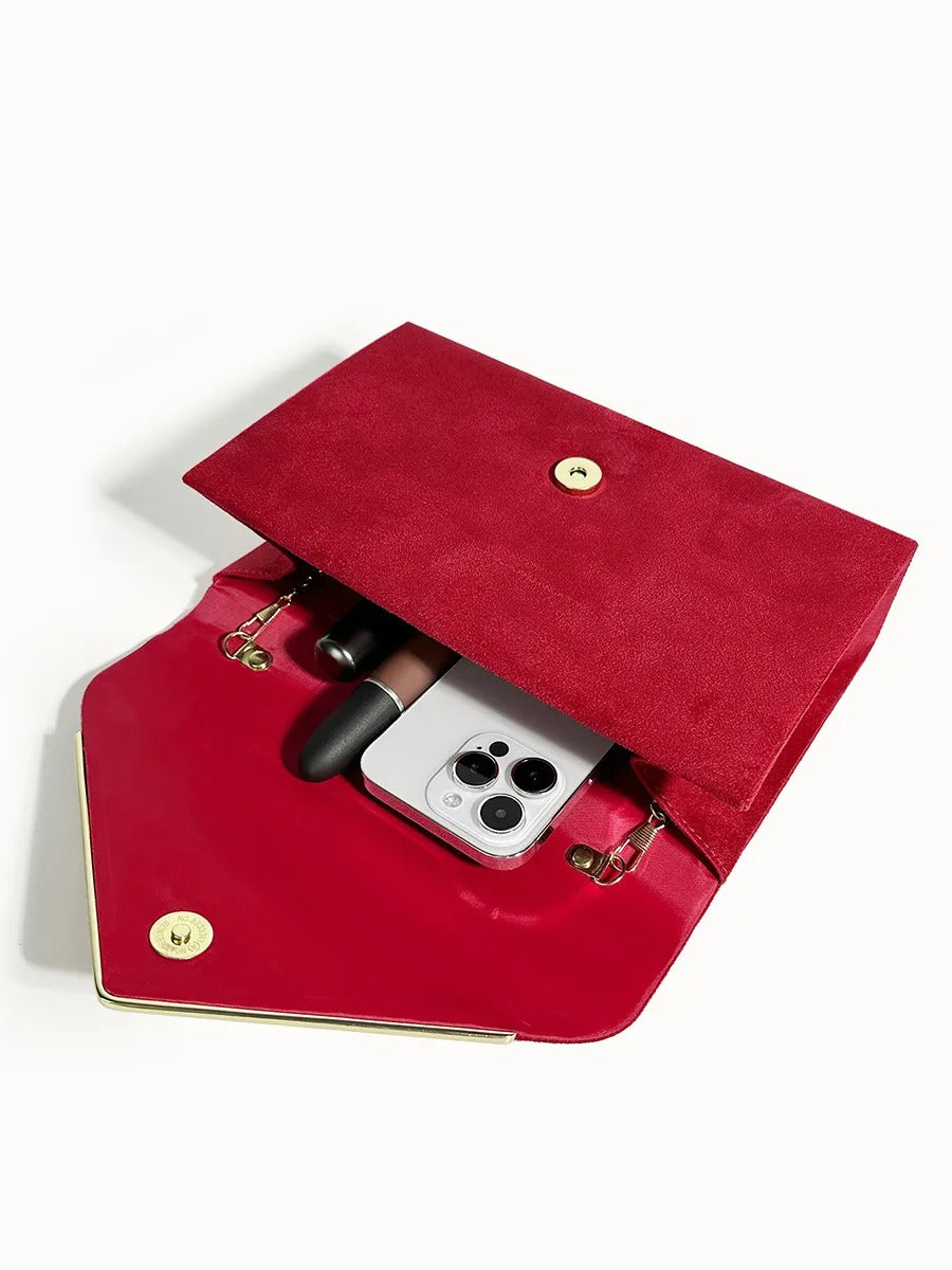 Women's Suede-Effect Envelope Clutch Bag