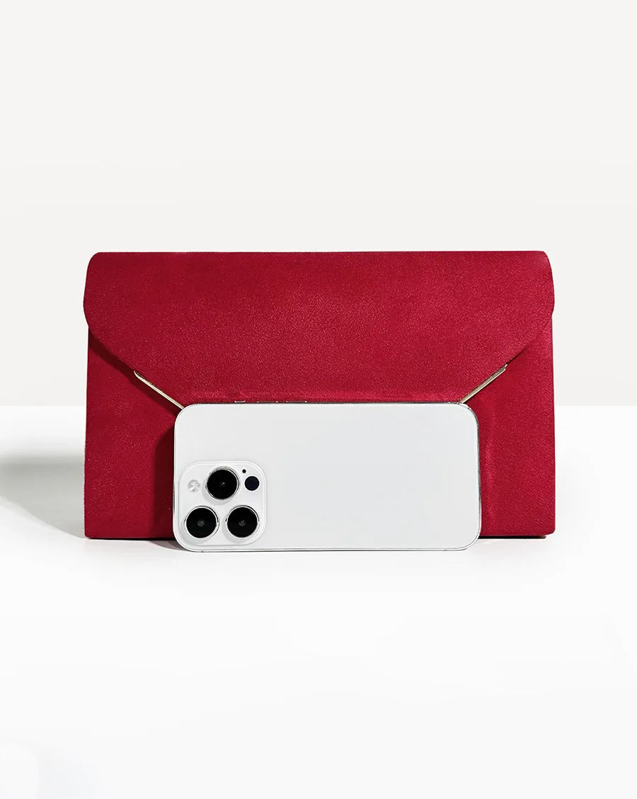 Women's Suede-Effect Envelope Clutch Bag
