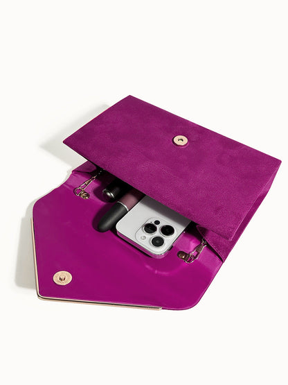 Women's Suede-Effect Envelope Clutch Bag
