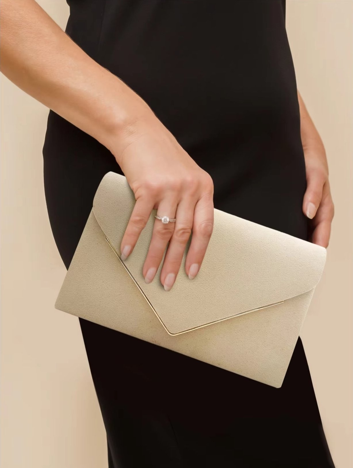 Women's Suede-Effect Envelope Clutch Bag