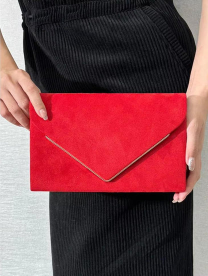 Women's Suede-Effect Envelope Clutch Bag