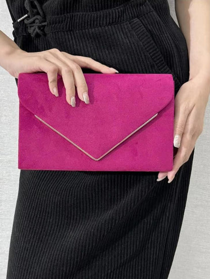 Women's Suede-Effect Envelope Clutch Bag