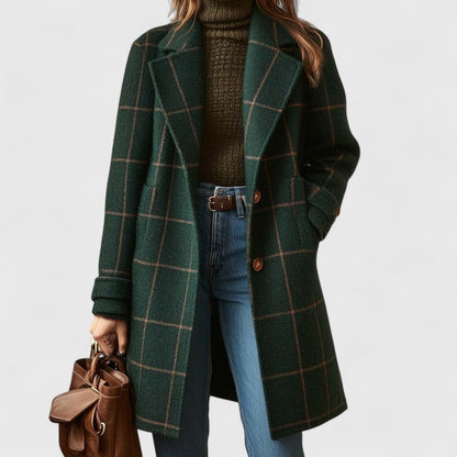 Women's Tailored Check Overcoat