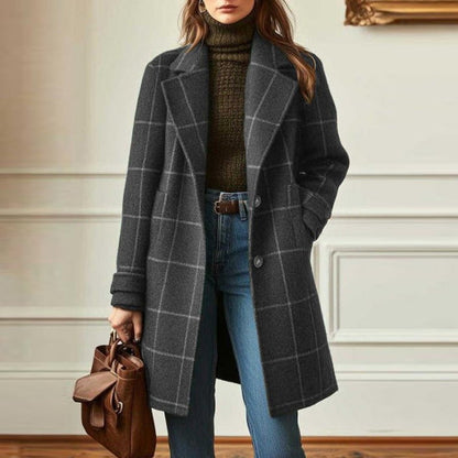 Women's Tailored Check Overcoat