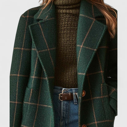 Women's Tailored Check Overcoat