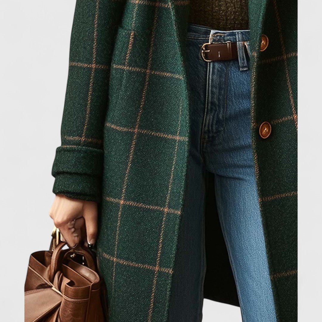 Women's Tailored Check Overcoat