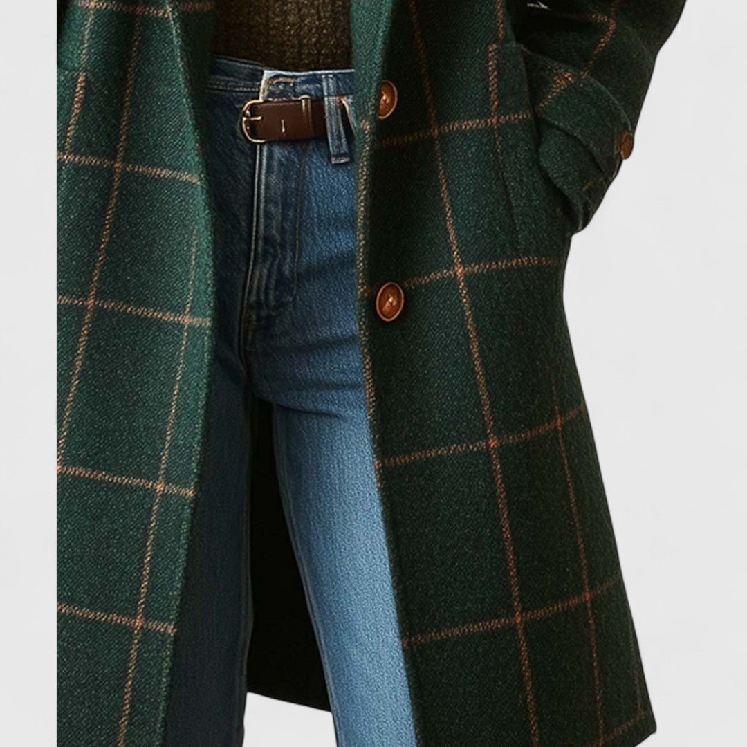 Women's Tailored Check Overcoat