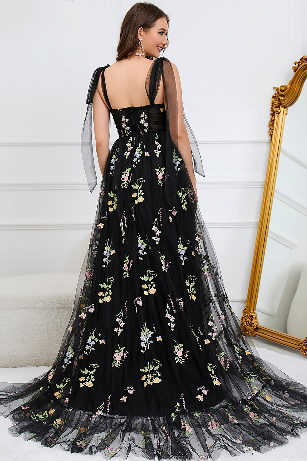 Women's Tulle A Line Maxi Evening Dress
