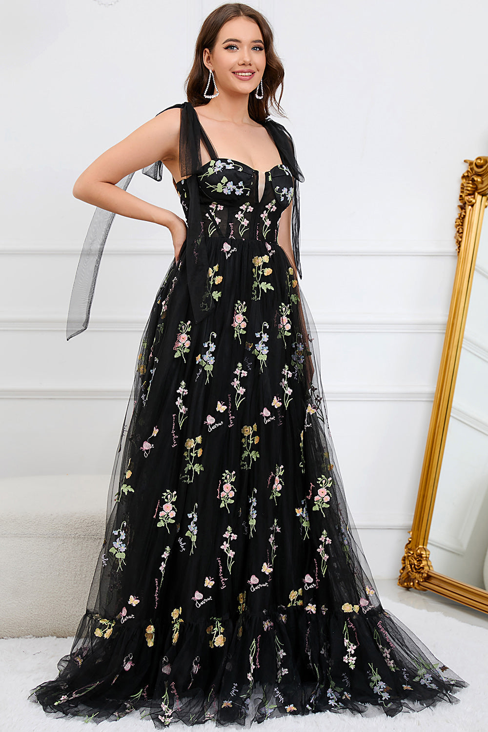 Women's Tulle A Line Maxi Evening Dress