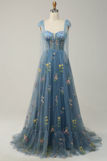 Women's Tulle A Line Maxi Evening Dress
