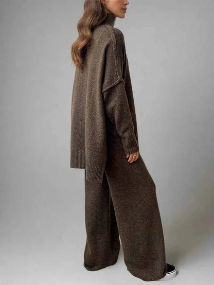 Women’s Turtleneck Knit Set with Wide Leg