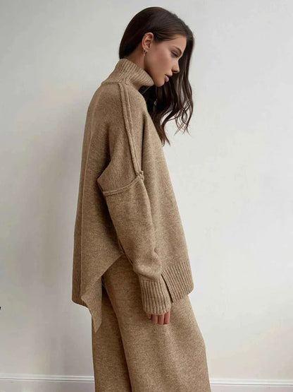 Women’s Turtleneck Knit Set with Wide Leg