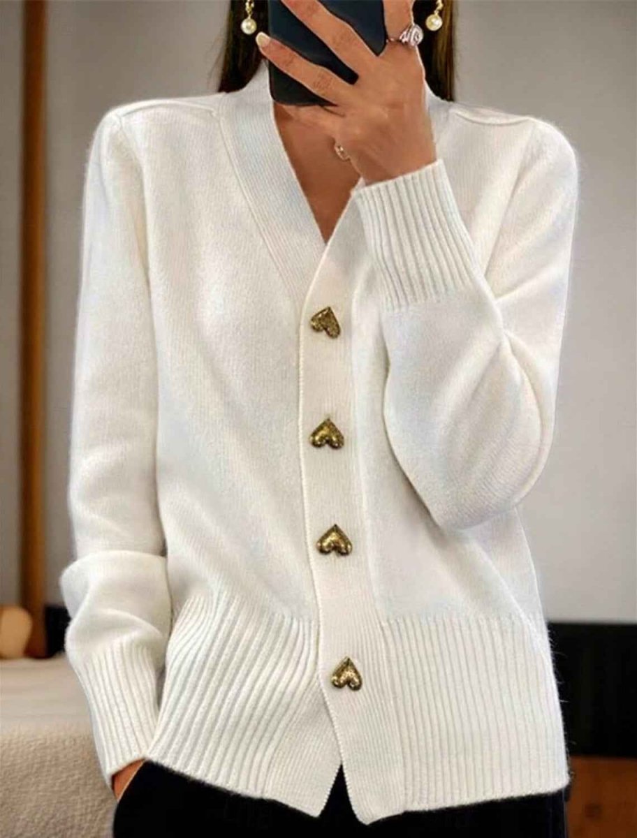 Women’s V Neck Ribbed Button Cardigan