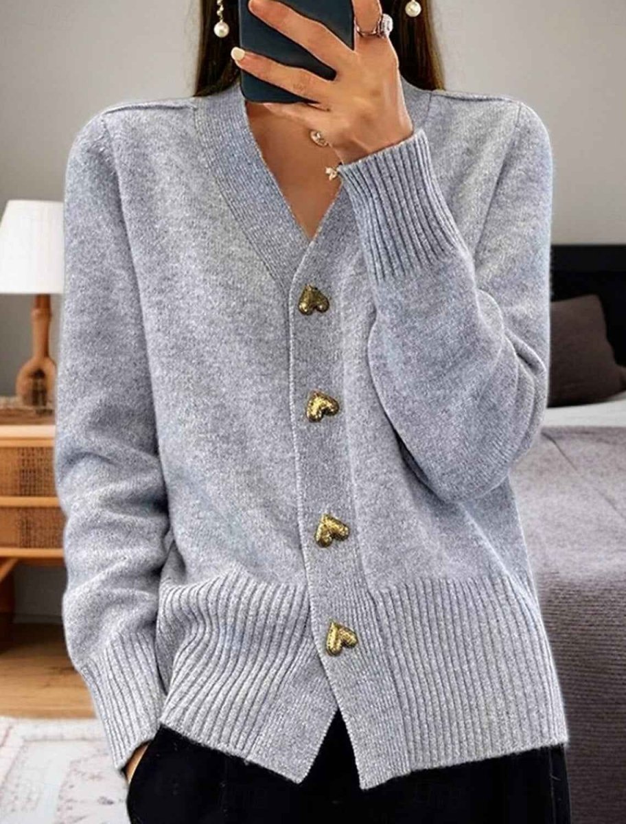 Women’s V Neck Ribbed Button Cardigan