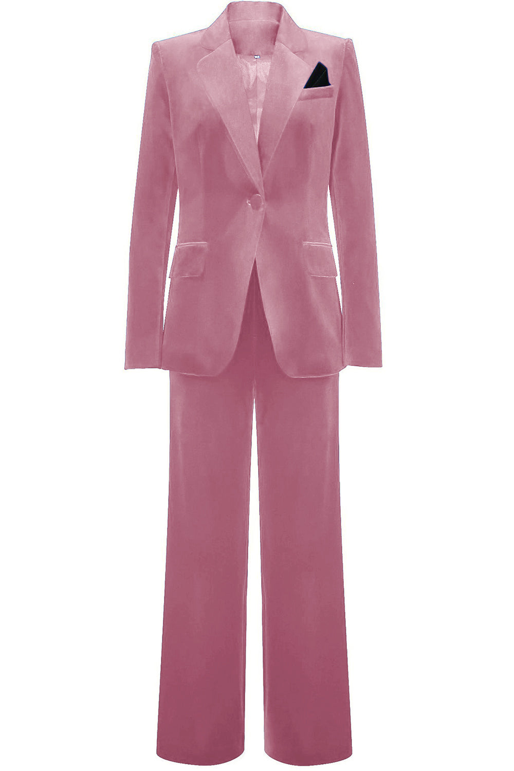 ILYNORA women's pink velvet tailored pantsuit