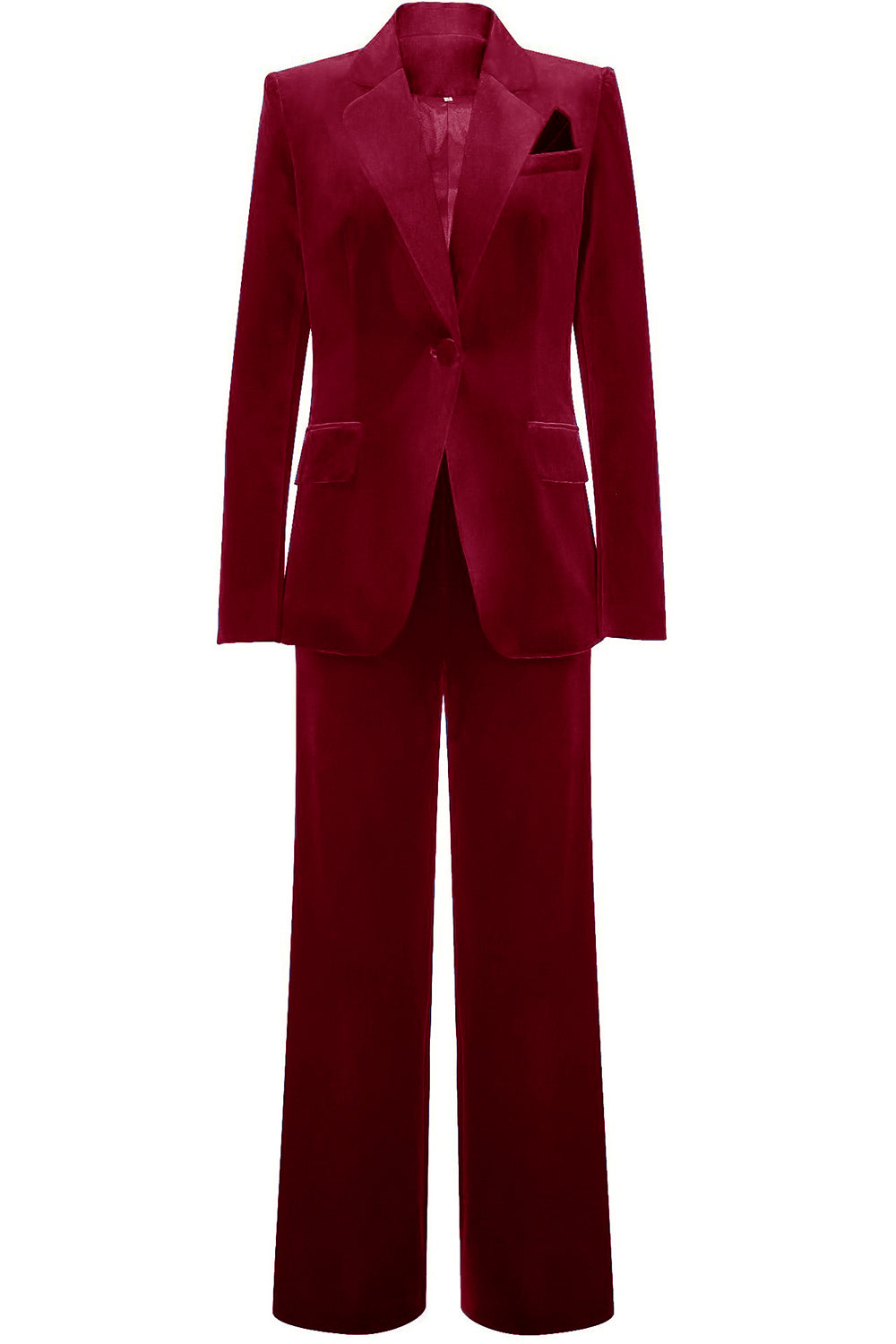 ILYNORA women's red velvet tailored pantsuit