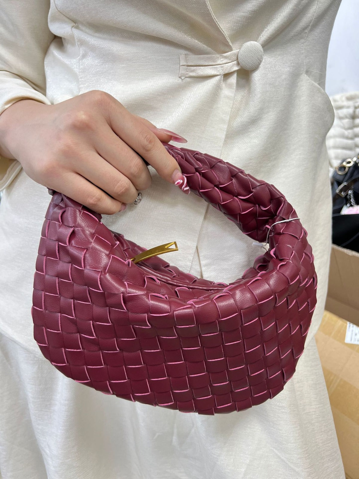 Women's Woven Knot Handle Mini Bag